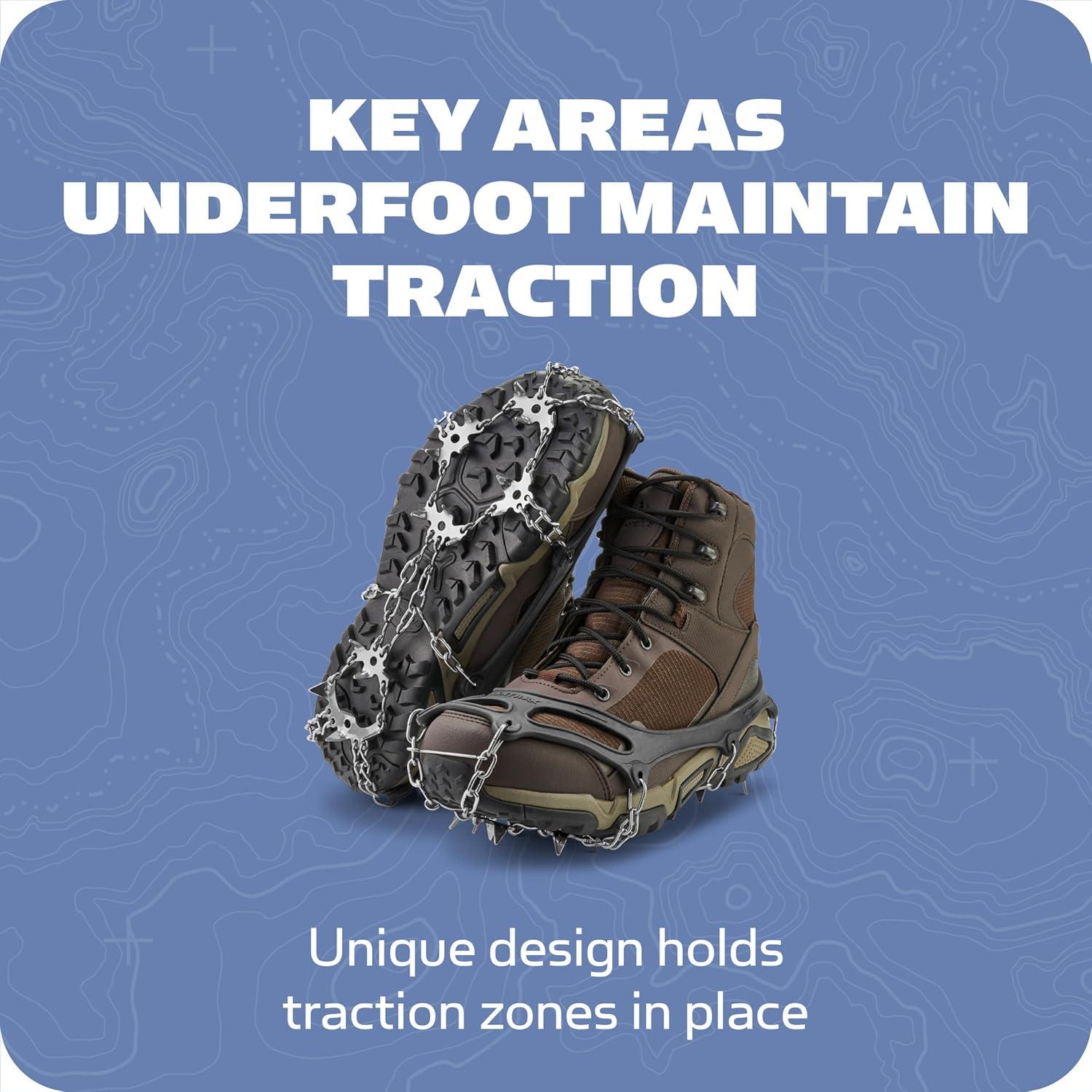 imageYaktrax Adventure Grip Durable Winter Traction Device with Stainless Steel Spikes for Ice and Snow Flexible Thermoplastic Rubber Upper Fits Various Footwear Ideal for Hiking and MountaineeringLarge