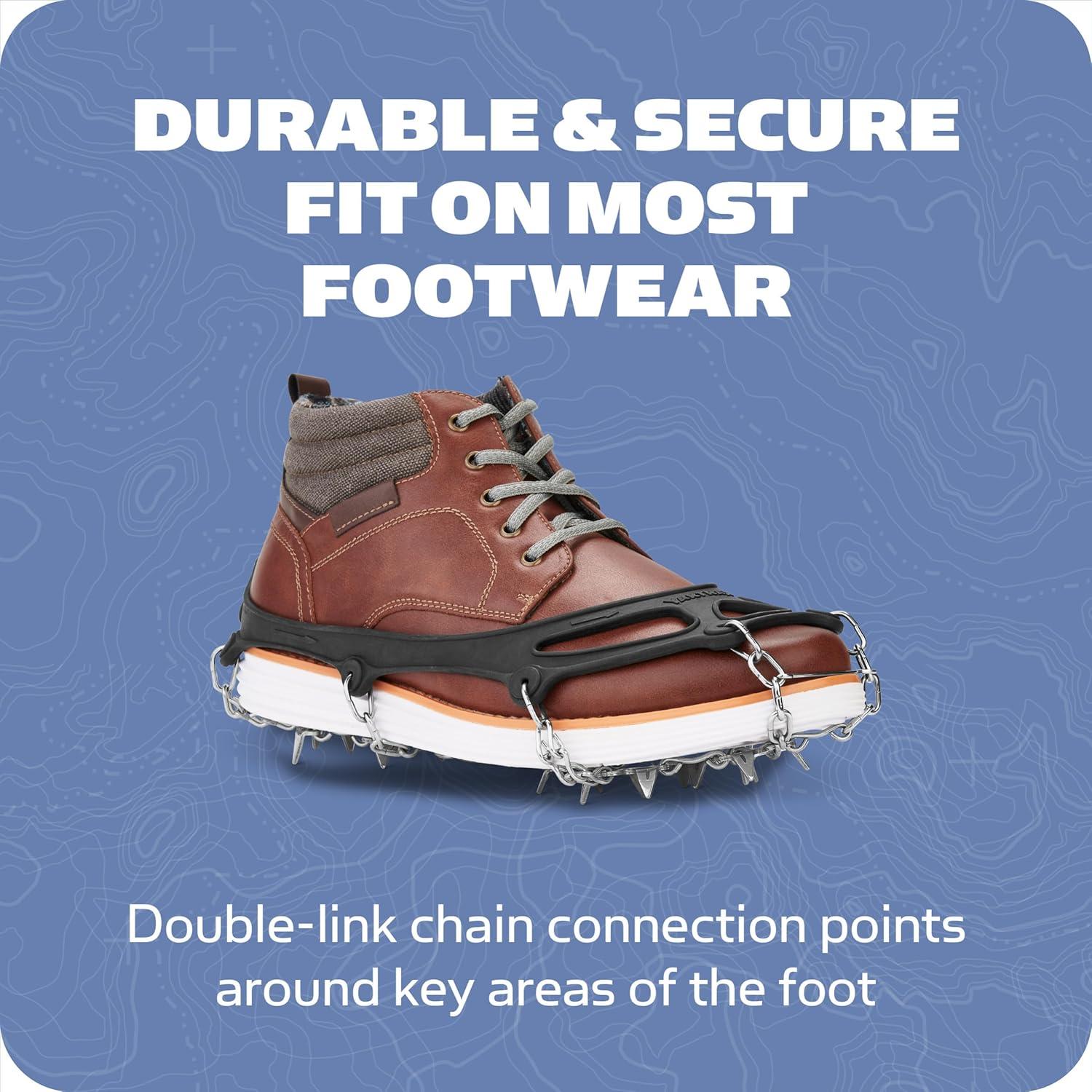 imageYaktrax Adventure Grip Durable Winter Traction Device with Stainless Steel Spikes for Ice and Snow Flexible Thermoplastic Rubber Upper Fits Various Footwear Ideal for Hiking and MountaineeringLarge