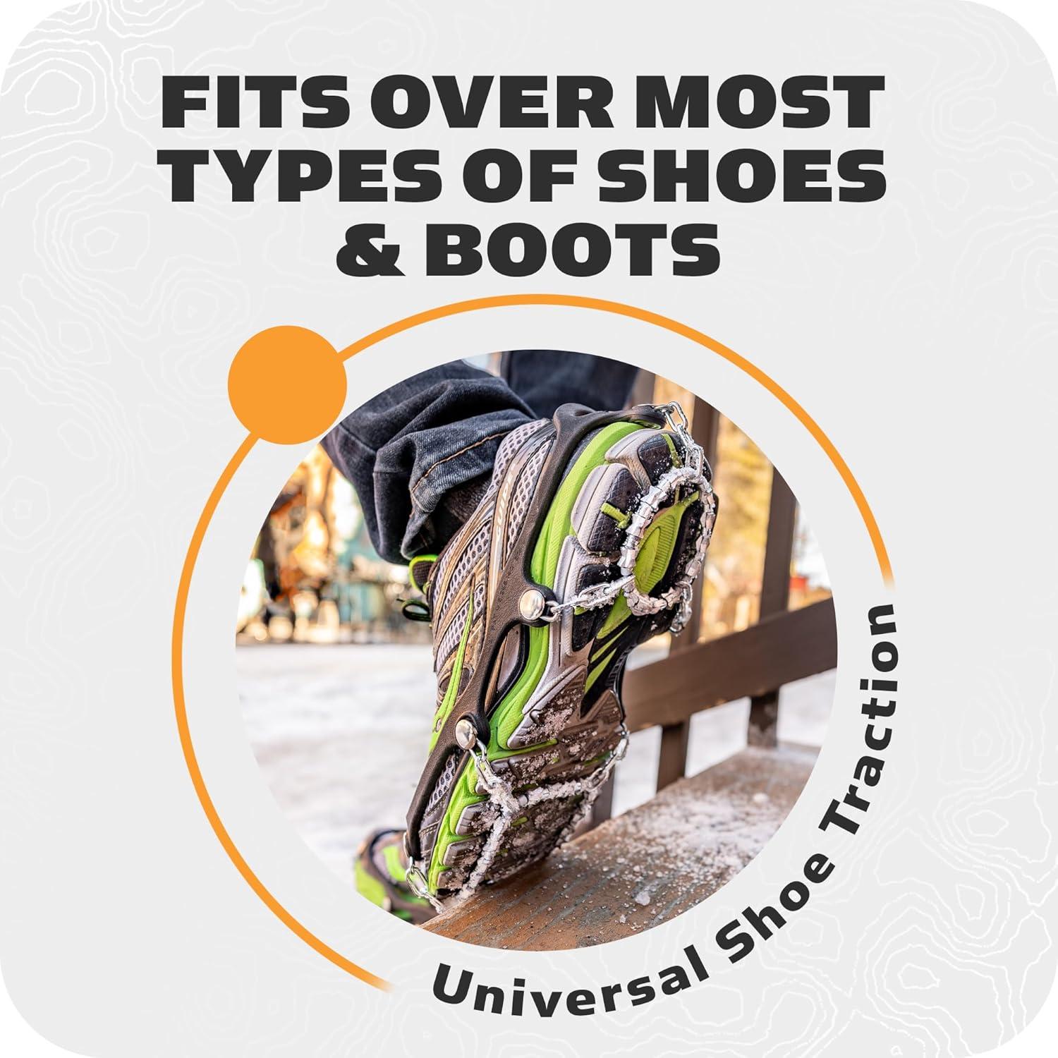 imageYaktrax Diamond Grip FullFoot Traction on Ice Snow ampamp MultiTerrain Surfaces Swiveling Diamond Bead Grip Points ColdResistant Easy OnOff Elastic Upper BandXLarge Shoe Size M 13