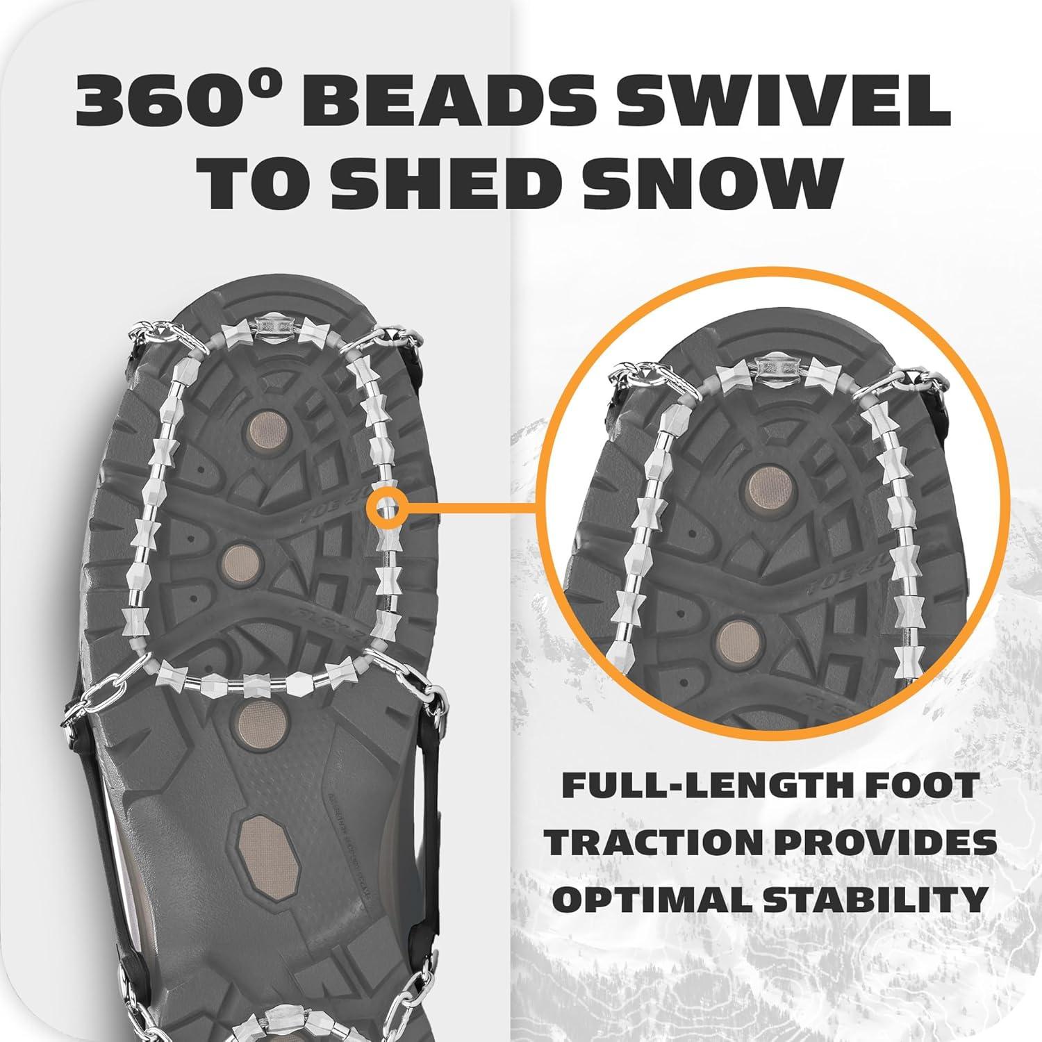imageYaktrax Diamond Grip FullFoot Traction on Ice Snow ampamp MultiTerrain Surfaces Swiveling Diamond Bead Grip Points ColdResistant Easy OnOff Elastic Upper BandMedium Shoe Size W 7510M 659