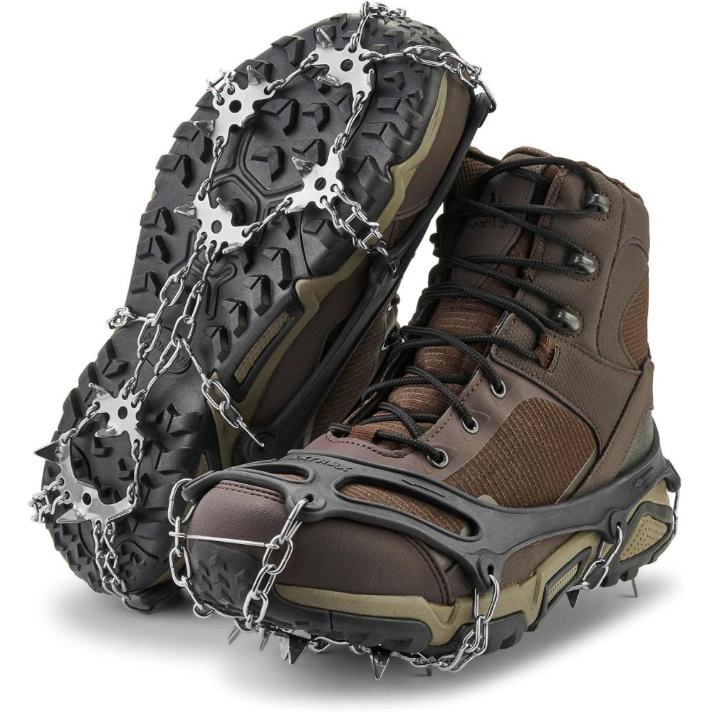 imageYaktrax Adventure Grip Durable Winter Traction Device with Stainless Steel Spikes for Ice and Snow Flexible Thermoplastic Rubber Upper Fits Various Footwear Ideal for Hiking and MountaineeringXLarge