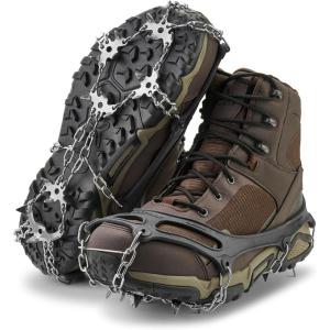 Yaktrax Adventure Grip – Durable Winter Traction Device with Stainless Steel Spikes for Ice and Snow, Flexible Thermoplastic Rubber Upper, Fits Various Footwear, Ideal for Hiking and Mountaineering(Large)