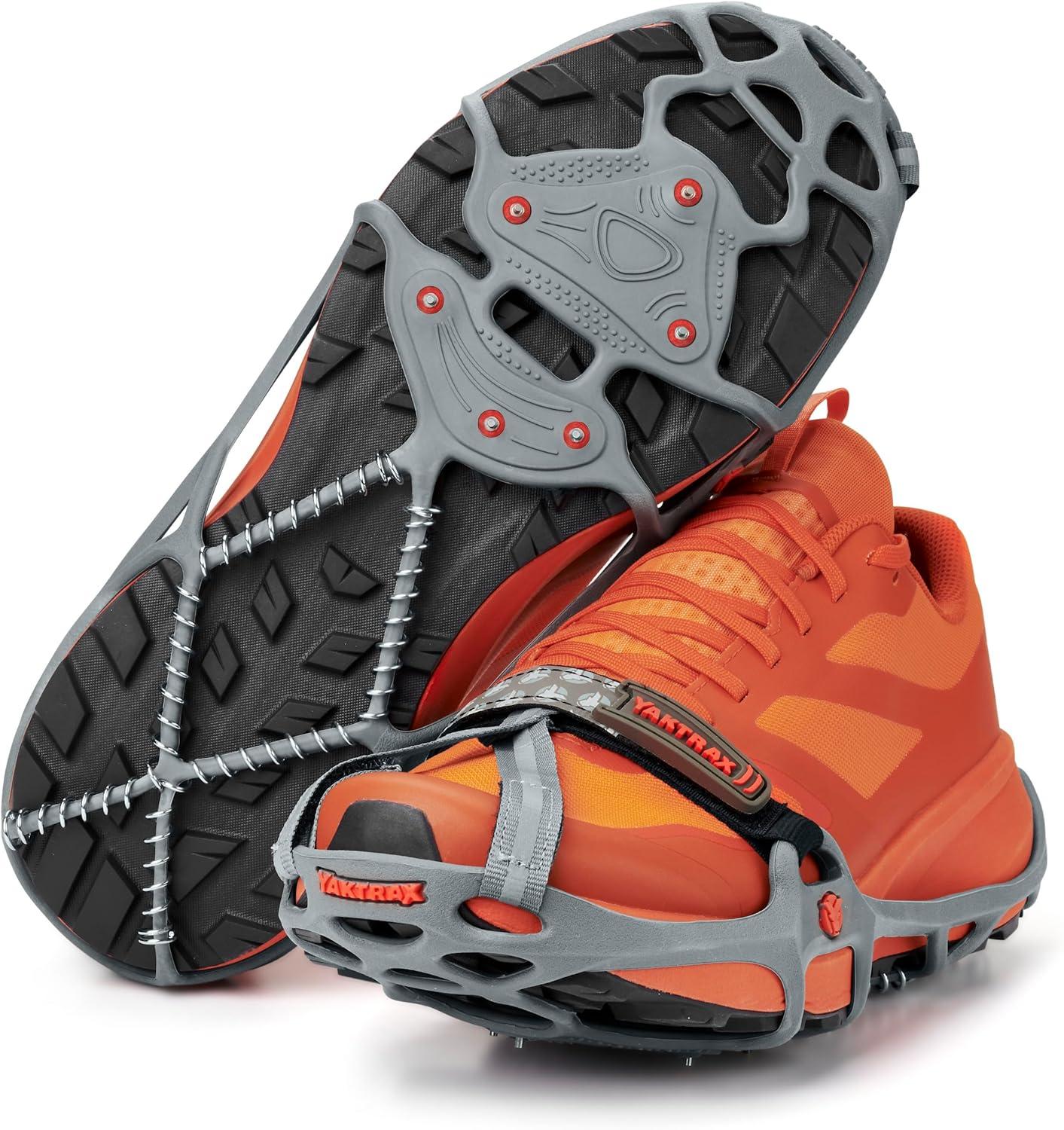 imageYaktrax Run Traction Cleats for Running on Snow and IceGrayRed
