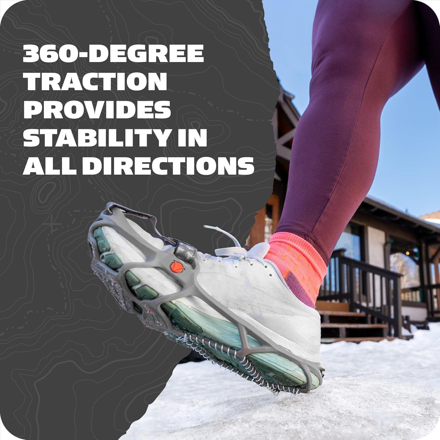 imageYaktrax Run Traction Cleats for Running on Snow and IceGrayRed
