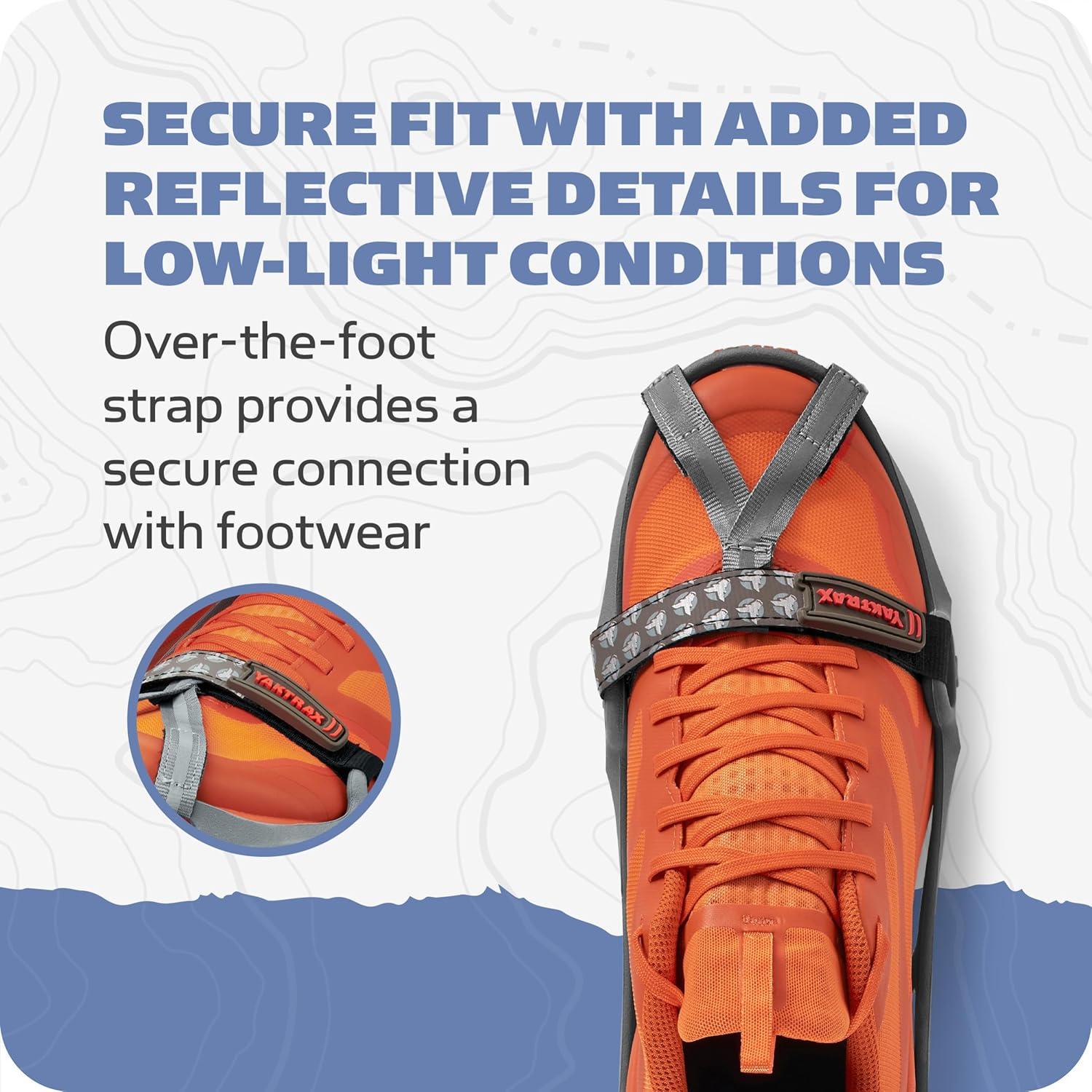 imageYaktrax Run Traction Cleats for Running on Snow and IceGrayRed