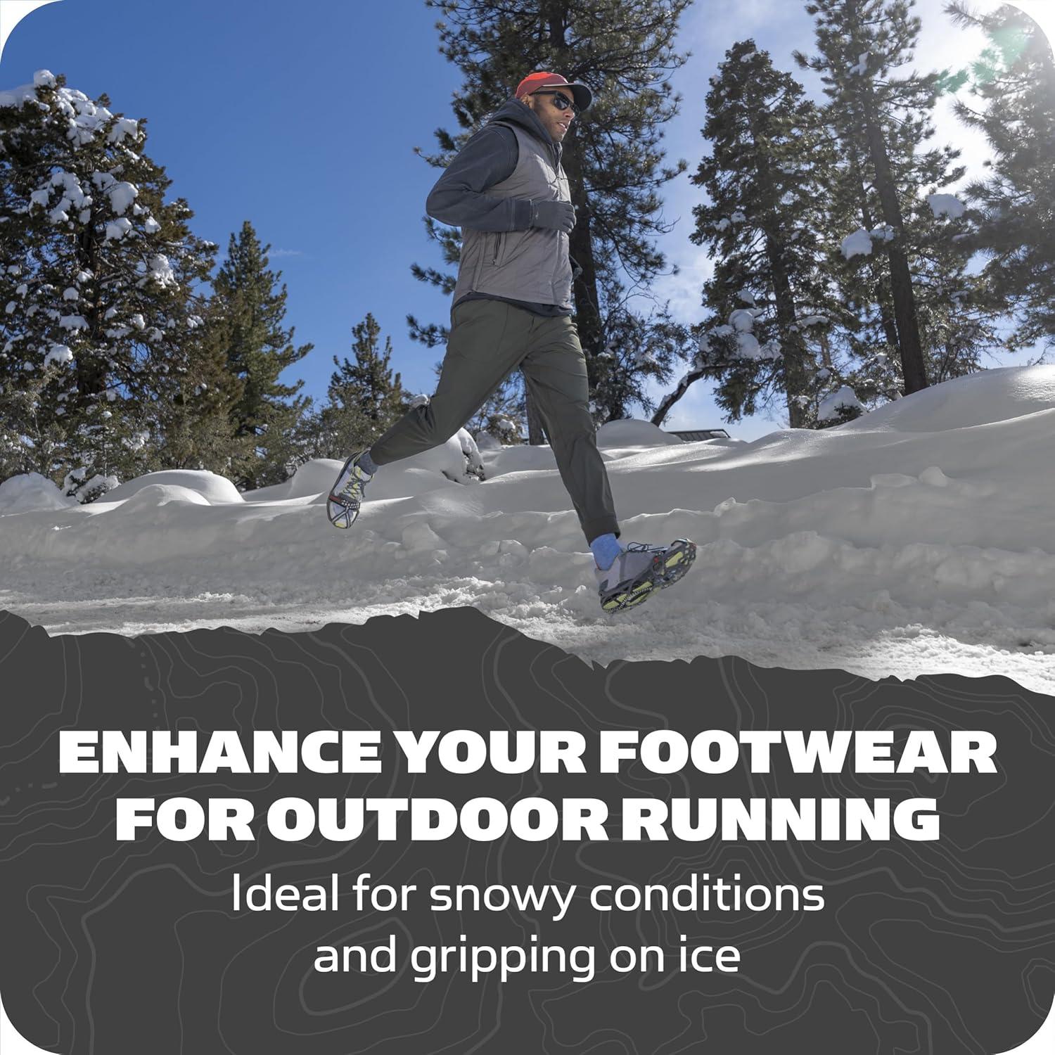 imageYaktrax Run Traction Cleats for Running on Snow and IceGrayRed