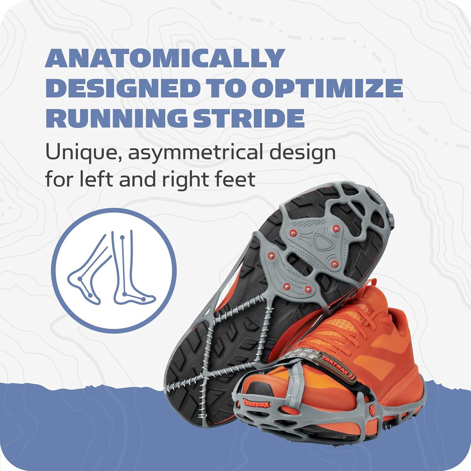 imageYaktrax Run Traction Cleats for Running on Snow and IceGrayRed