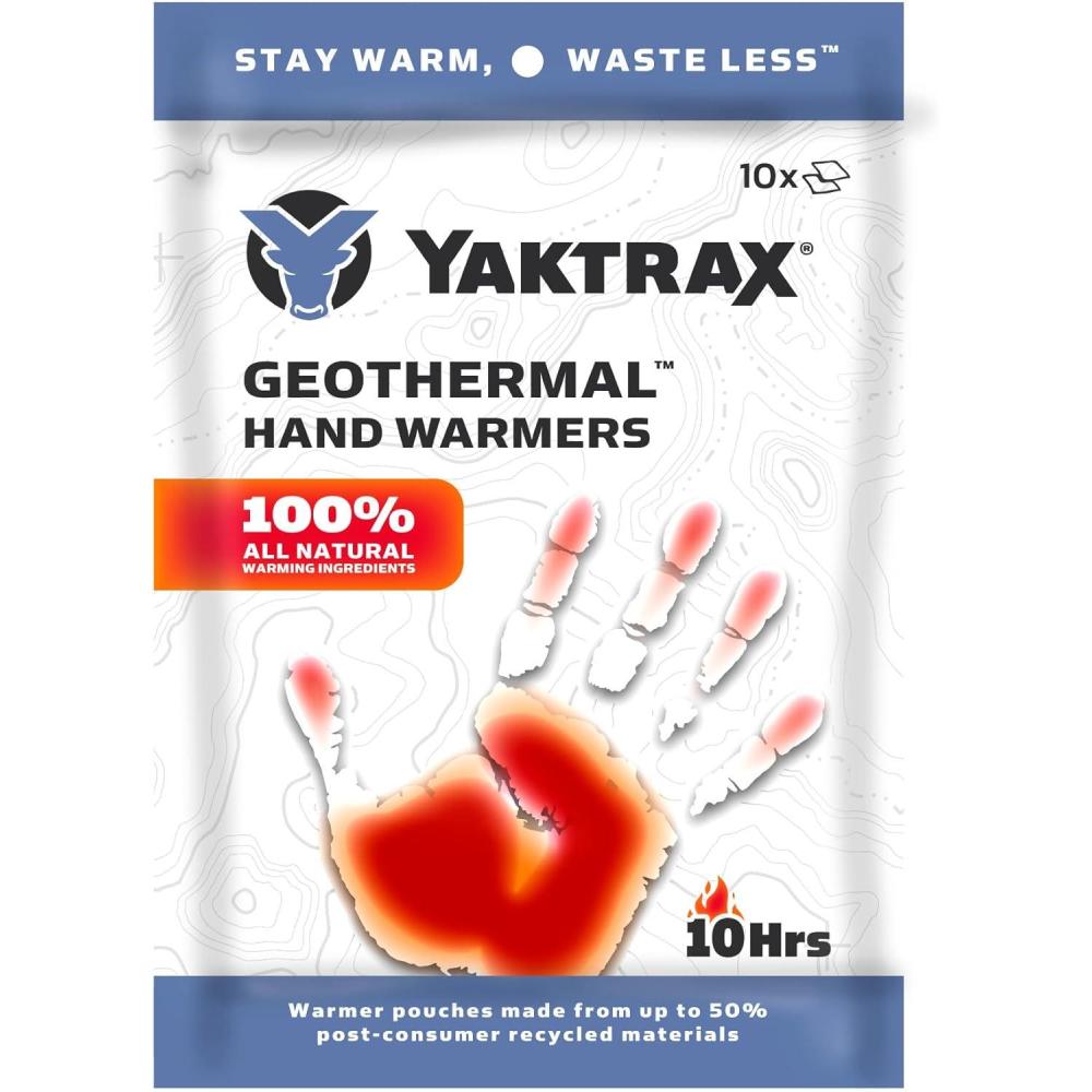 imageYaktrax Geothermal Hand Warmers AirActivated Up to 10 Hours of Heat Compact and Portable Warmth for Outdoor Activities Winter Sports and Emergency Kits10 Pack