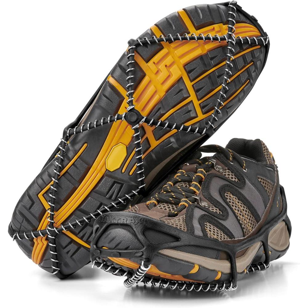 imageYaktrax Walk Traction Cleats  360Degree Grip on Snow Ice ampamp Multiterrain Surfaces  Elastic Outer Band w EasyOnOff Heel Tab ampamp 12mm Zinccoated Steel Coils  Abrasion ampamp Rust Resistant  UnisexWalk Standard