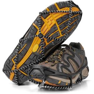 Yaktrax Walk Traction Cleats – 360-Degree Grip on Snow, Ice, & Multi-terrain Surfaces – Elastic Outer Band w/ Easy-On/Off Heel Tab & 1.2mm Zinc-coated Steel Coils – Abrasion & Rust Resistant – Unisex(Walk Standard)