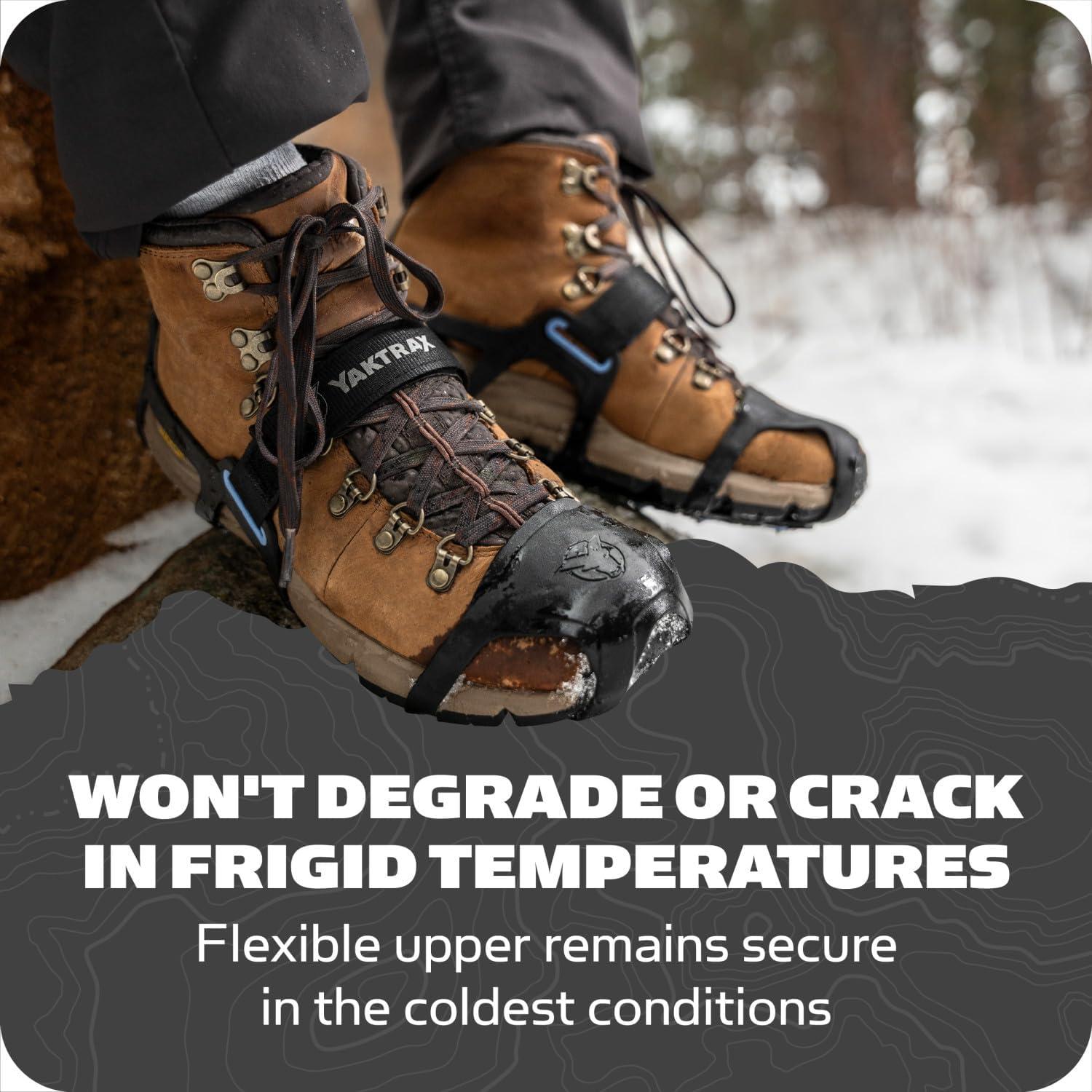 imageYaktrax UltraGrip Ice Cleats for Shoes and Boots Lightweight Winter Traction Device with Carbide Steel Spikes and Siped Tread LowProfile Grip for Running Walking and Hiking on Snow and IceBlack