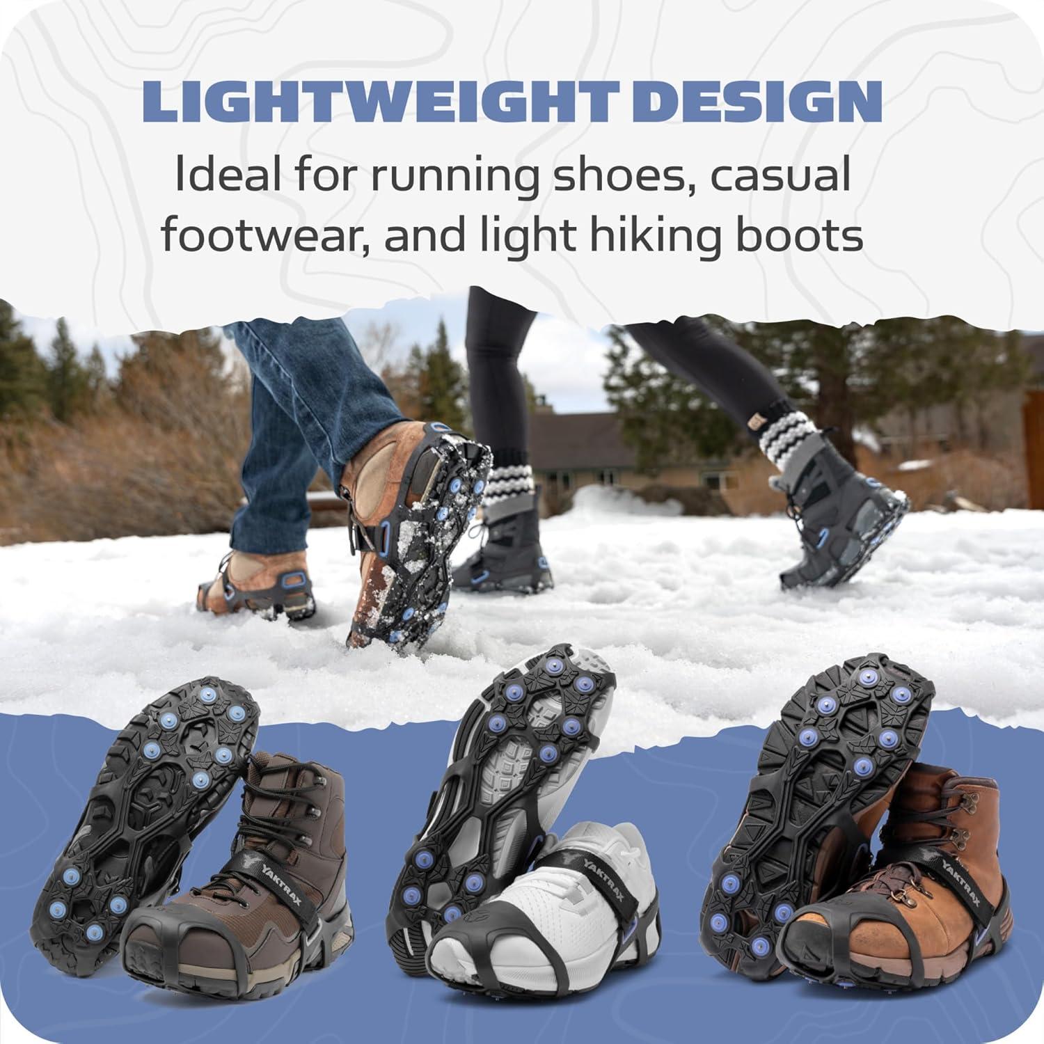 imageYaktrax UltraGrip Ice Cleats for Shoes and Boots Lightweight Winter Traction Device with Carbide Steel Spikes and Siped Tread LowProfile Grip for Running Walking and Hiking on Snow and IceBlack