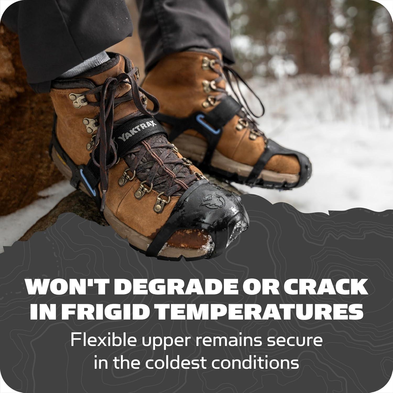 imageYaktrax UltraGrip Ice Cleats for Shoes and Boots Lightweight Winter Traction Device with Carbide Steel Spikes and Siped Tread LowProfile Grip for Running Walking and Hiking on Snow and IceBlack