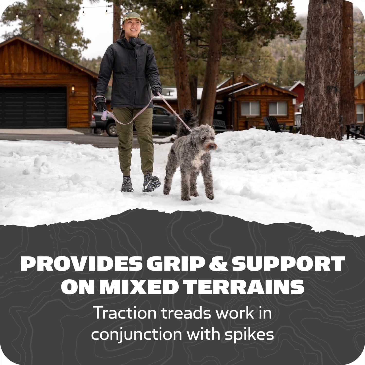 imageYaktrax UltraGrip Ice Cleats for Shoes and Boots Lightweight Winter Traction Device with Carbide Steel Spikes and Siped Tread LowProfile Grip for Running Walking and Hiking on Snow and IceBlack