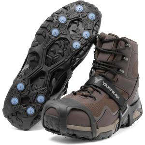 Yaktrax UltraGrip Ice Cleats for Shoes and Boots, Lightweight Winter Traction Device with Carbide Steel Spikes and Siped Tread, Low-Profile Grip for Running, Walking, and Hiking on Snow and Ice(Black)